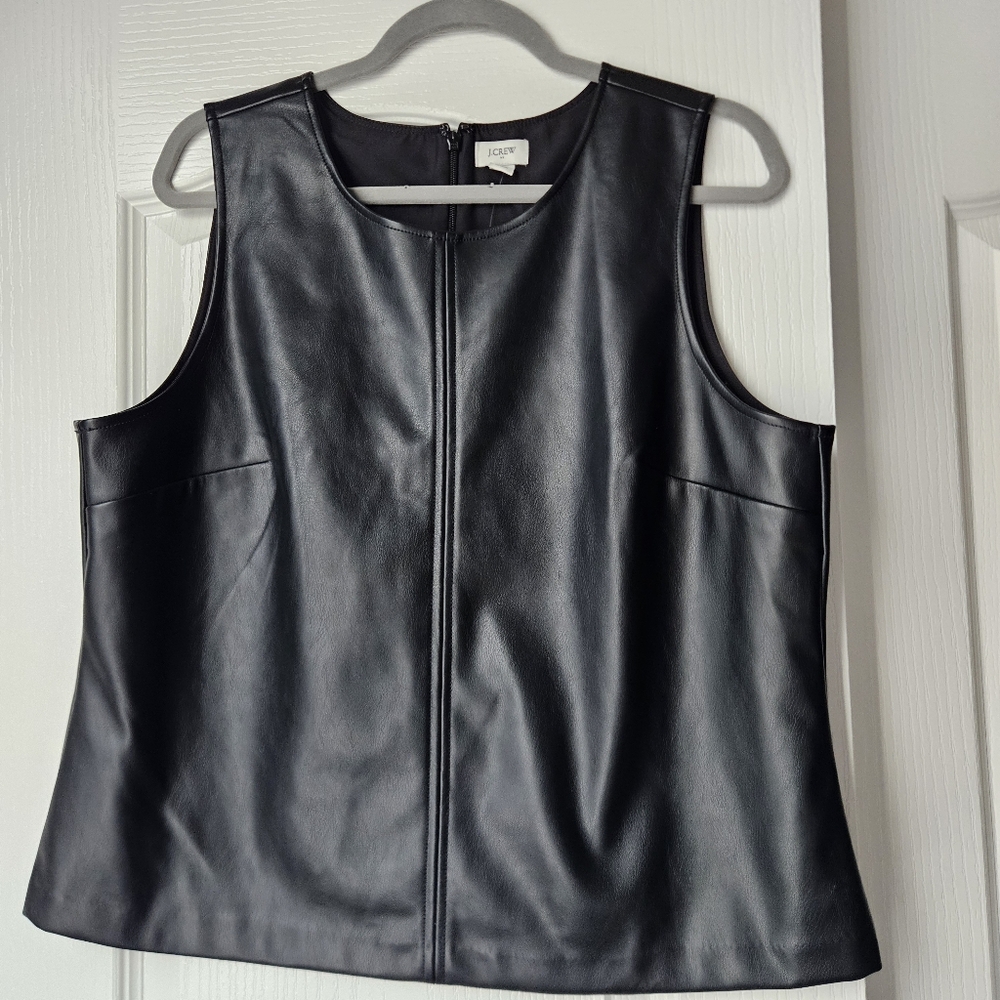 J. Crew Black Faux Leather Sleeveless Top